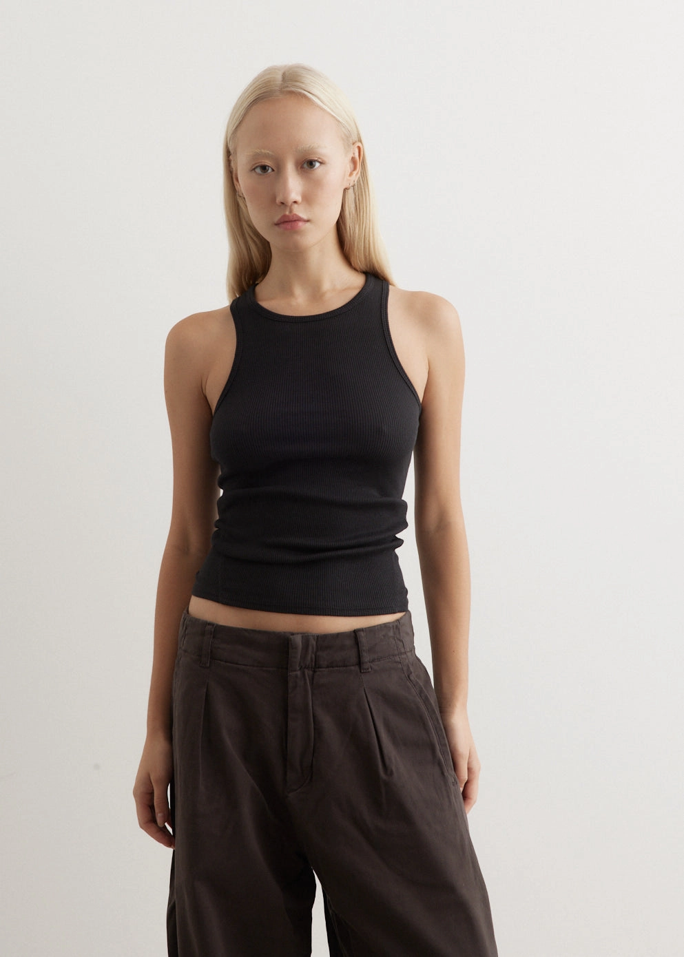 Essential Rib Tank Raw Edge Hem Hypoallergenic Fibers