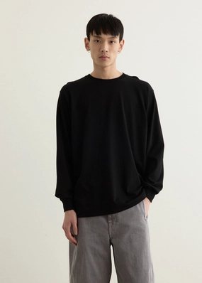 Casual Choice Wear Side Vent Design Luster Plaiting Long Sleeve T-Shirt