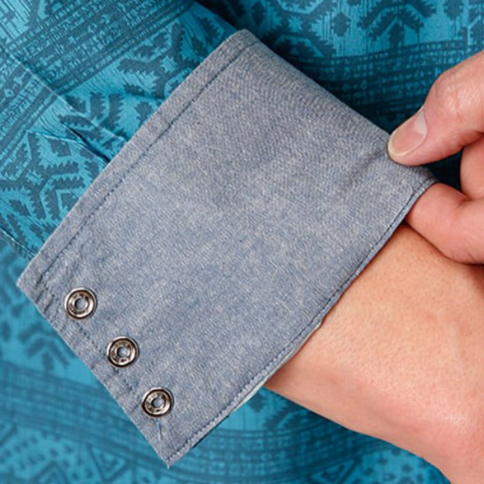Roper Men's Turquoise and Blue Aztec Print Shirt Stylish Comfort Thermal Regulation Fabric