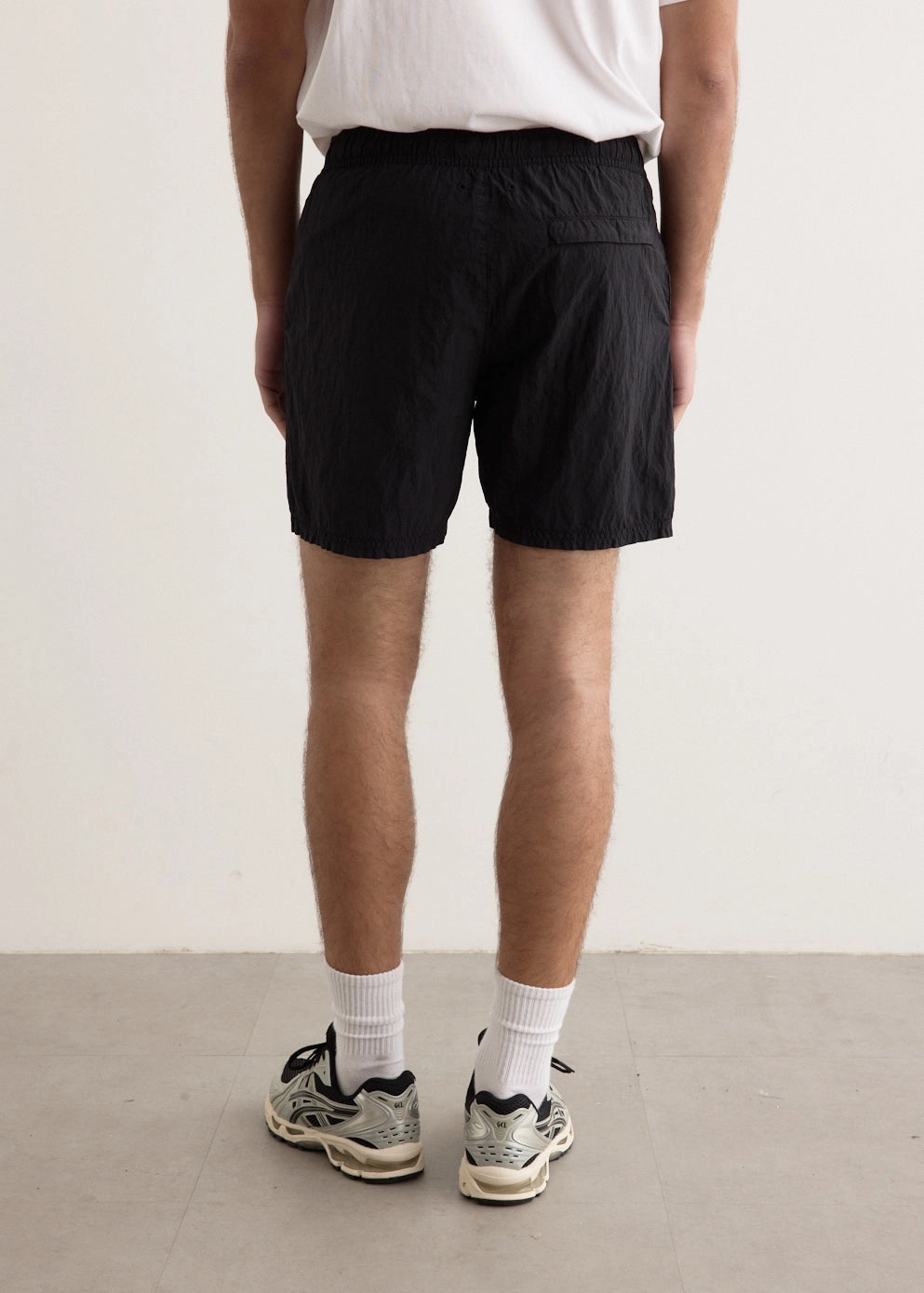 Ventilated Mesh Panels Iridescent Nylon Metal Swim Trunks