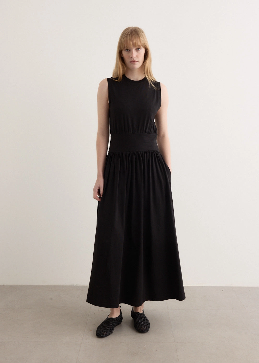 Sleeveless Cotton T-Shirt Dress Chic Waistband Design