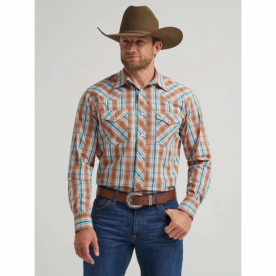 Wrangler Men's Competition Advanced Comfort Long Sleeve Shirt Pocket Detail Versatile Layering Piece