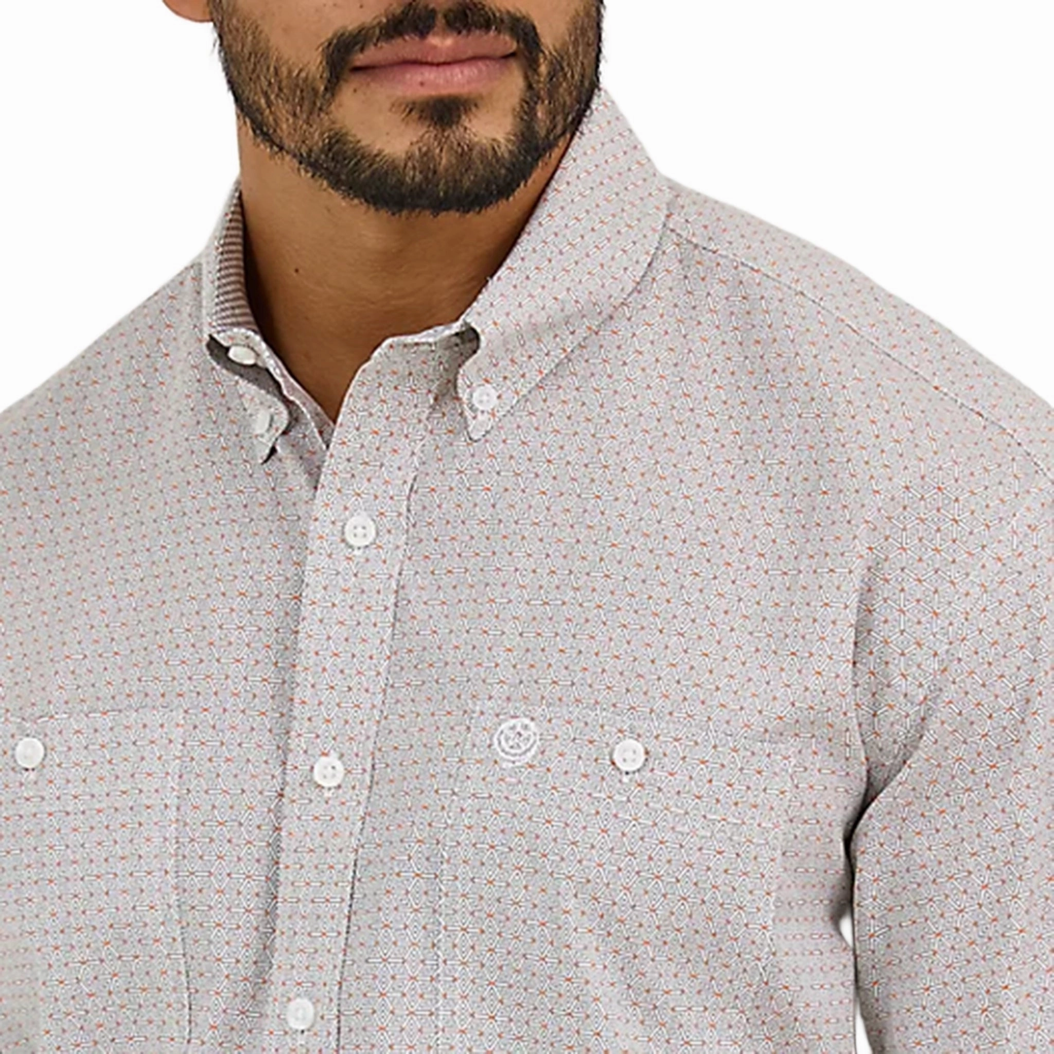 Wrangler Men's George Strait Geo Print Long Sleeve Spring Trend Social Meetup