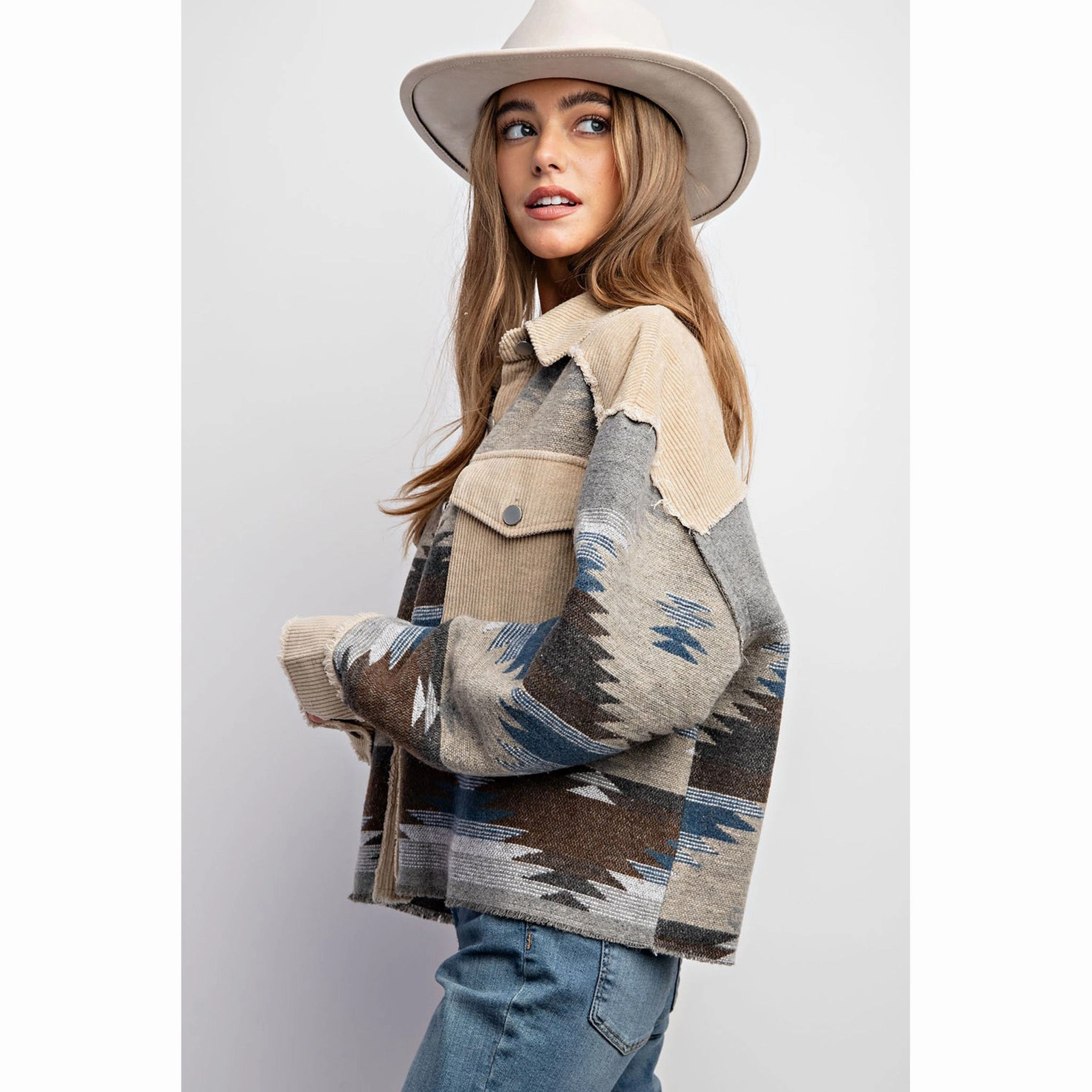 ElasticizedWaistbandSystem Timeless Piece Sweet Generis Women's Aztecs Shacket