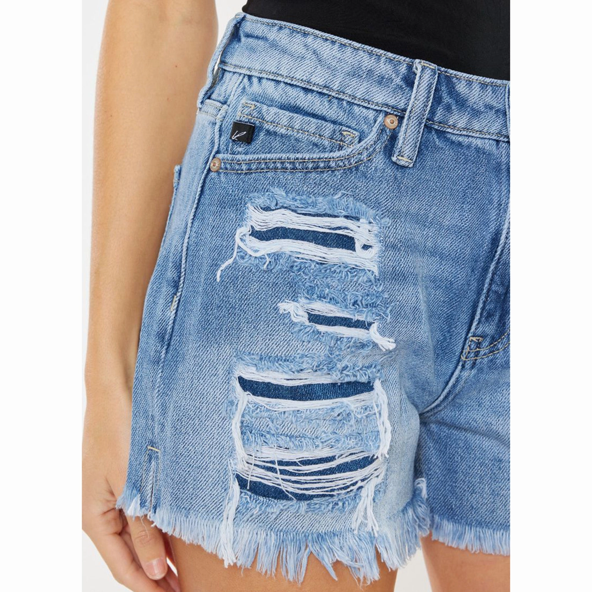 Stylish Silhouette Essential Piece KanCan Women's High Rise Frayed Shorts