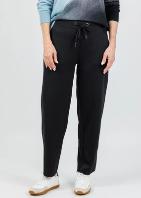 Desi Grommet Detail Neoprene Barrel Joggers - Black Fashionable Appeal