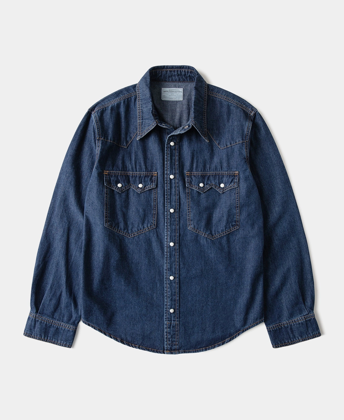 Slub Denim Snap Button Western Shirt - Indigo Eco-Friendly Fabric