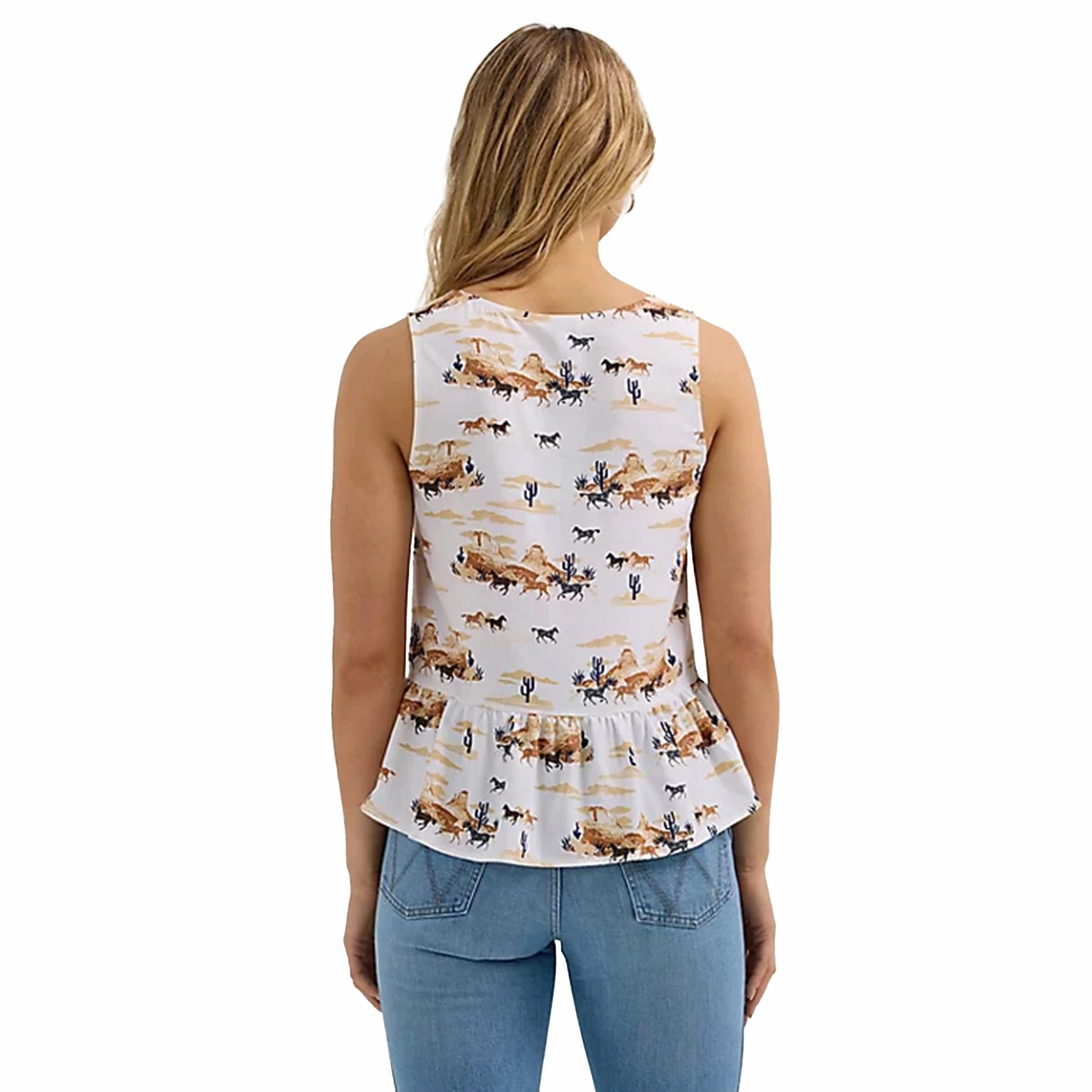 Ribbed collar Wrangler Women's V-neck Peplum Sleeveless Tank