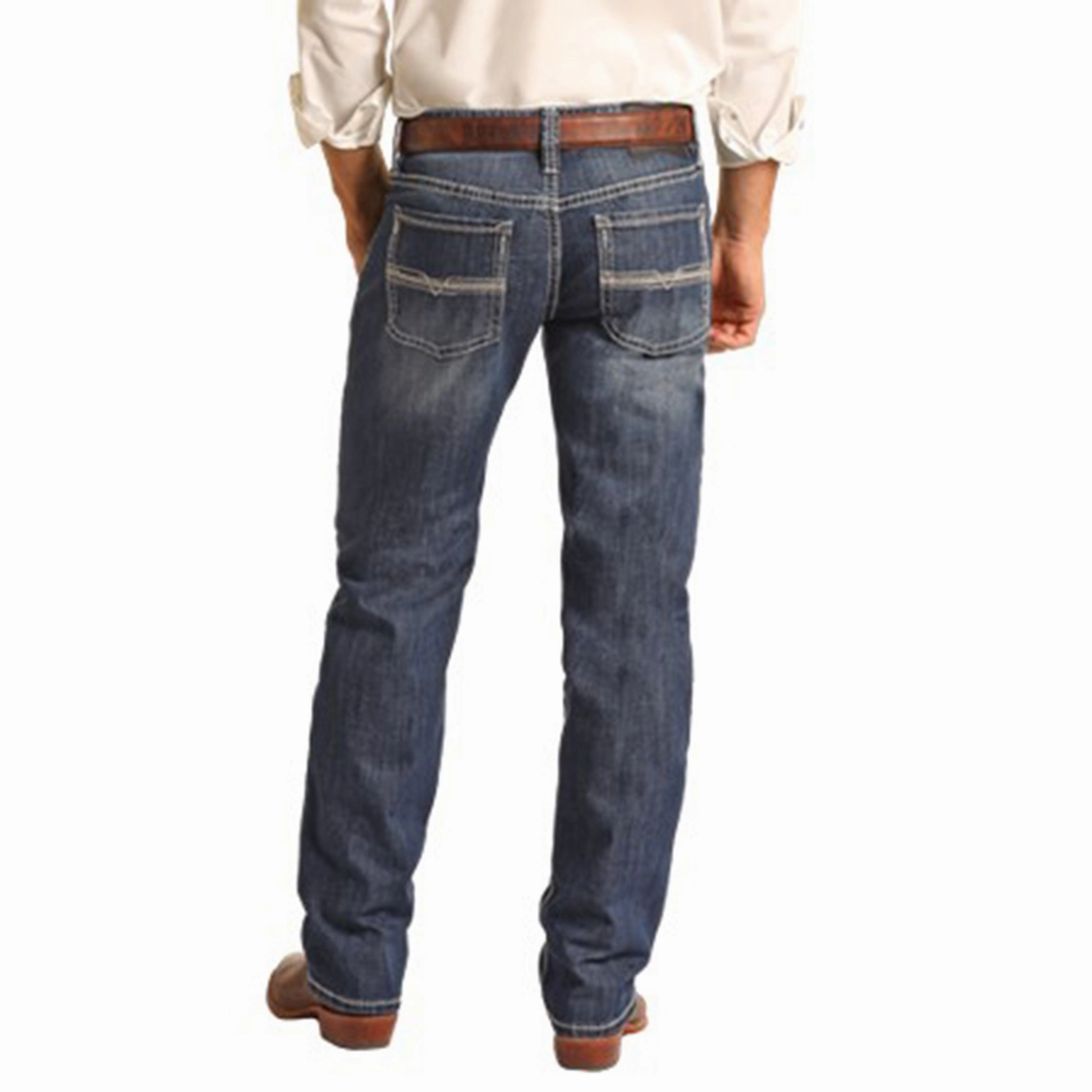 Rock & Roll Cowboy Dark Vintage Straight Jeans Weekender Wear Urban Explorer Picnic Style