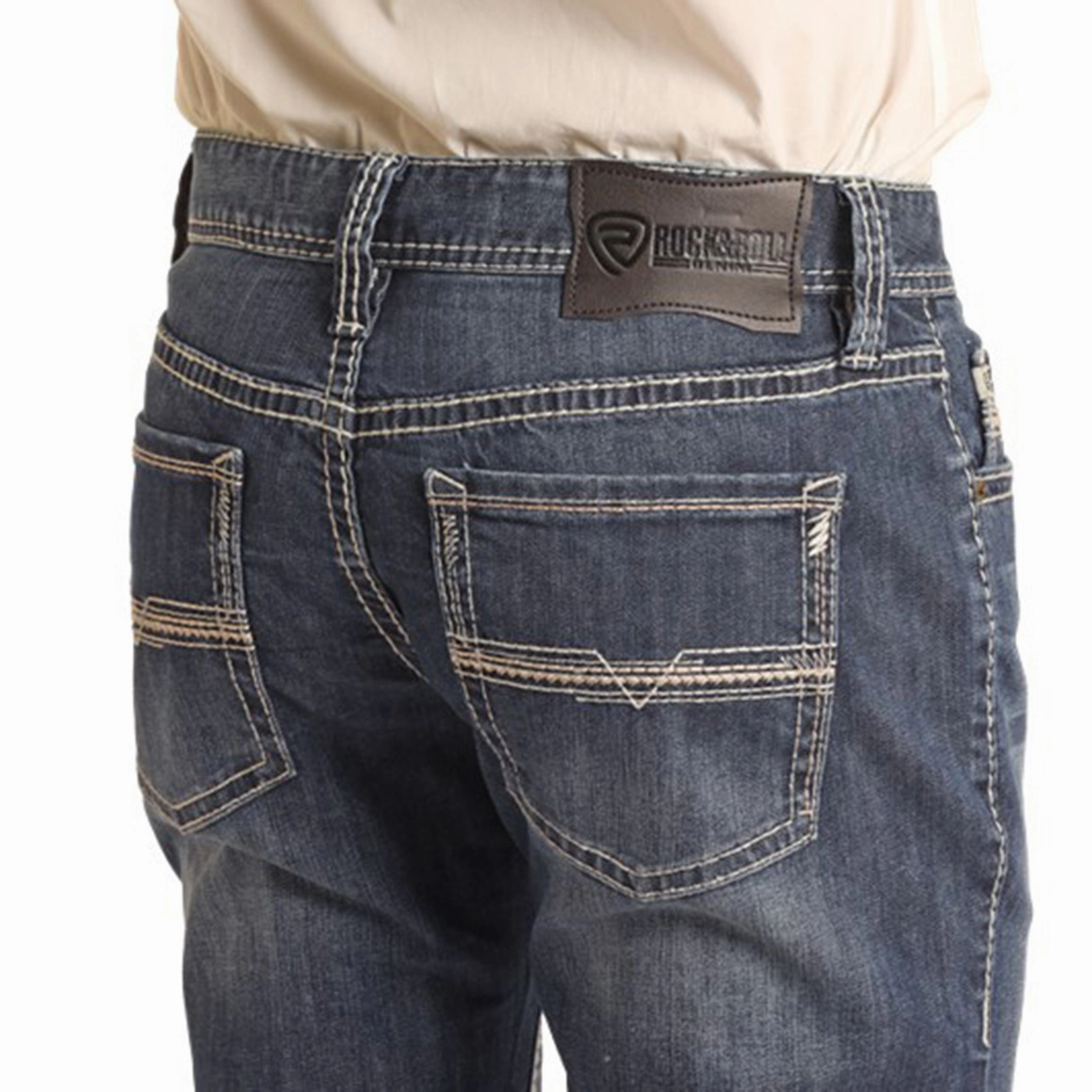 Rock & Roll Cowboy Dark Vintage Straight Jeans Daily Fashion