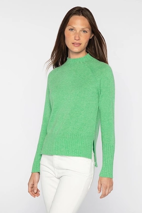 Rib Trim Hi-Low Funnel Sweater Layering Knit