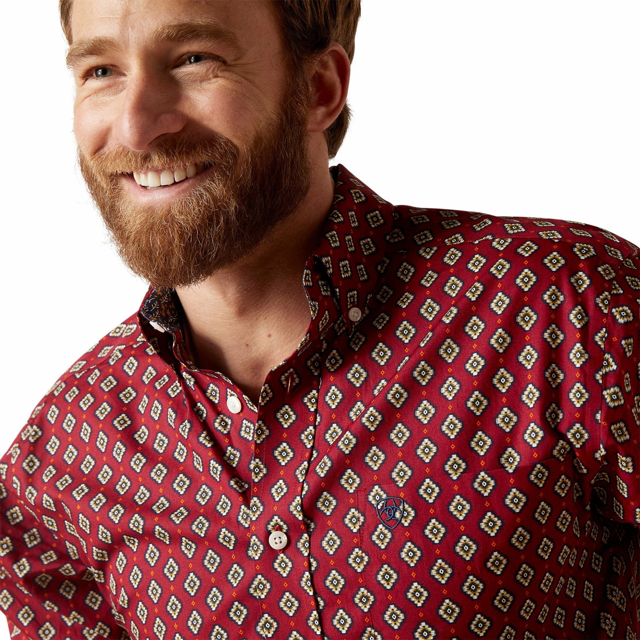 Quick Release Cuffs Bold Print Ariat Men's Red Diamond Print Shirt