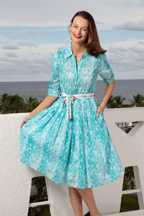 Compressible Mrs Maisel Dress - Turquoise White Letters Natural