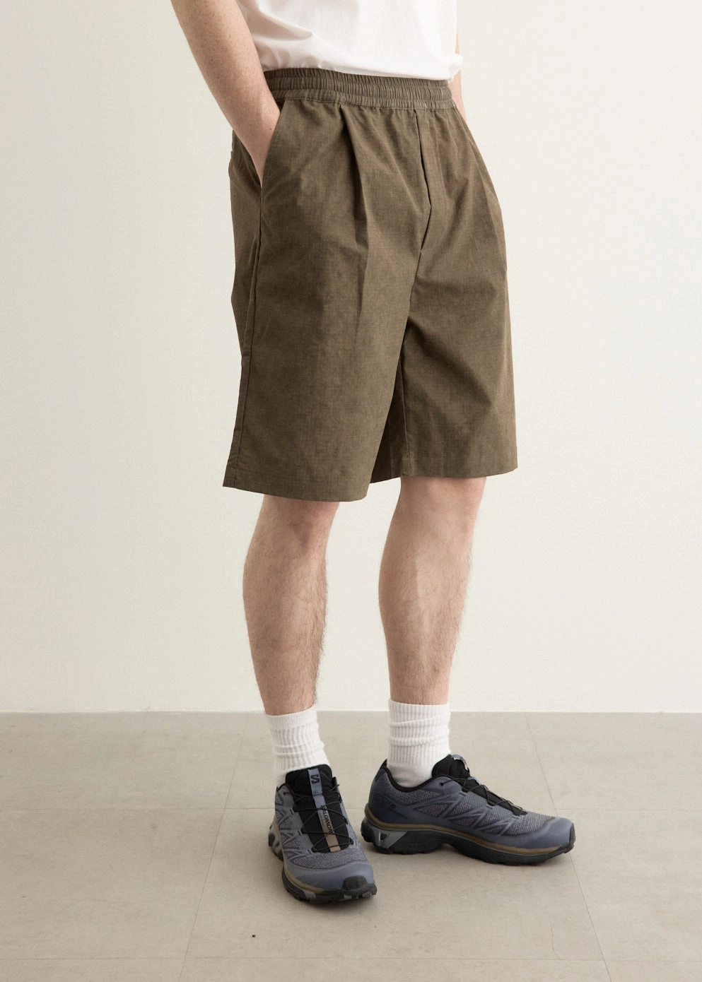 Midweight Texture Smokestack Pleated Shorts