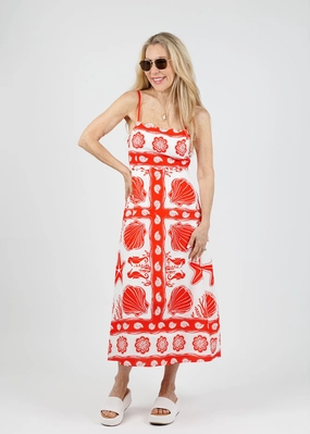 Vibrant Spirit Aria Spaghetti Strap Midi Dress - Red/Multi