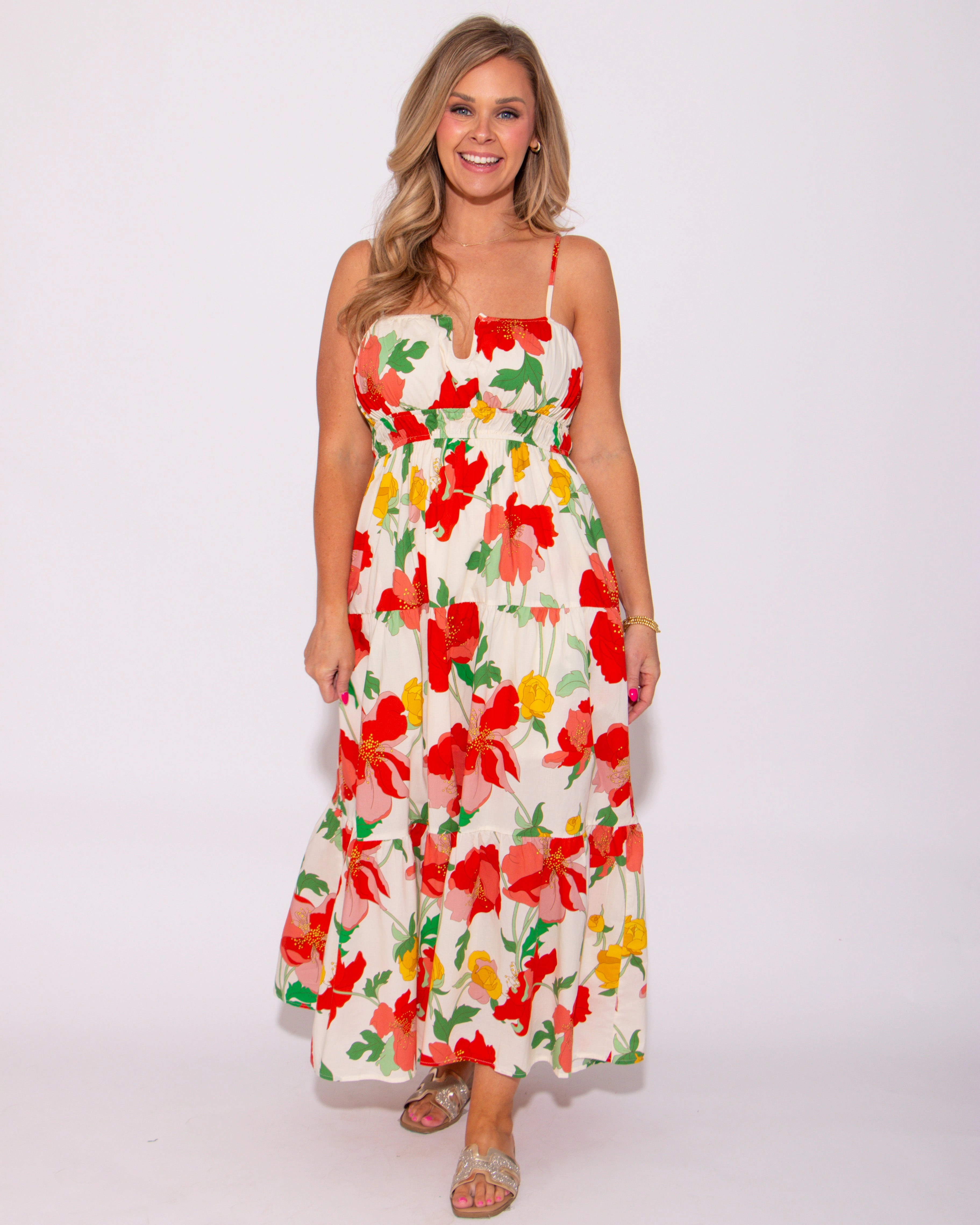 Blooming Grace Floral Print Midi Dress Lounge Ready Quick Drying