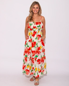 Blooming Grace Floral Print Midi Dress Easy to Wear Chill Friendly