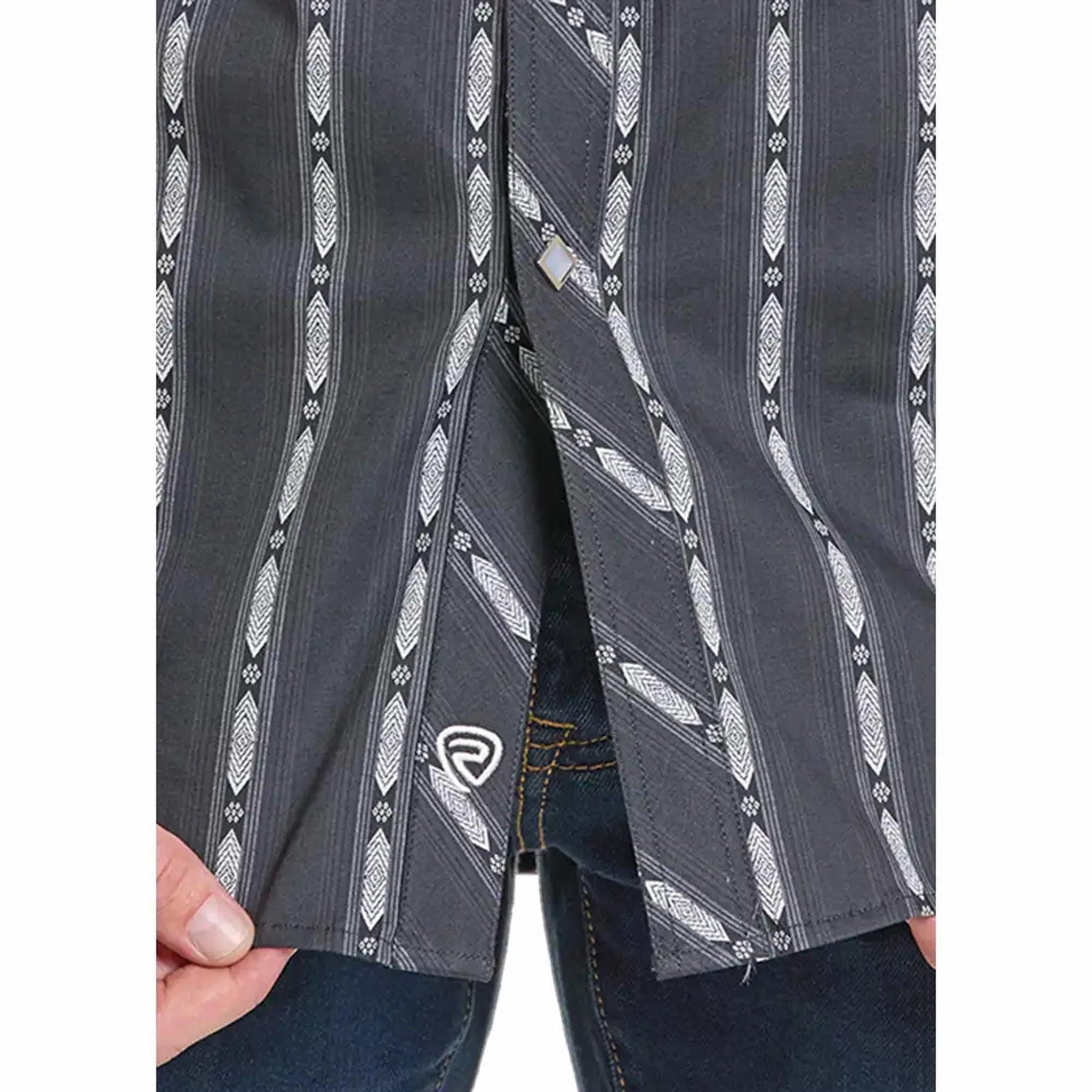 Cooling Mesh Lining Rock & Roll Denim Men's Black & Grey Striped Shirt