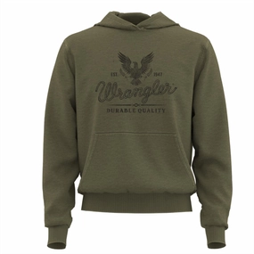 Wrangler Men's Olive Logo Hoodie Multipocket Style Modern Cut