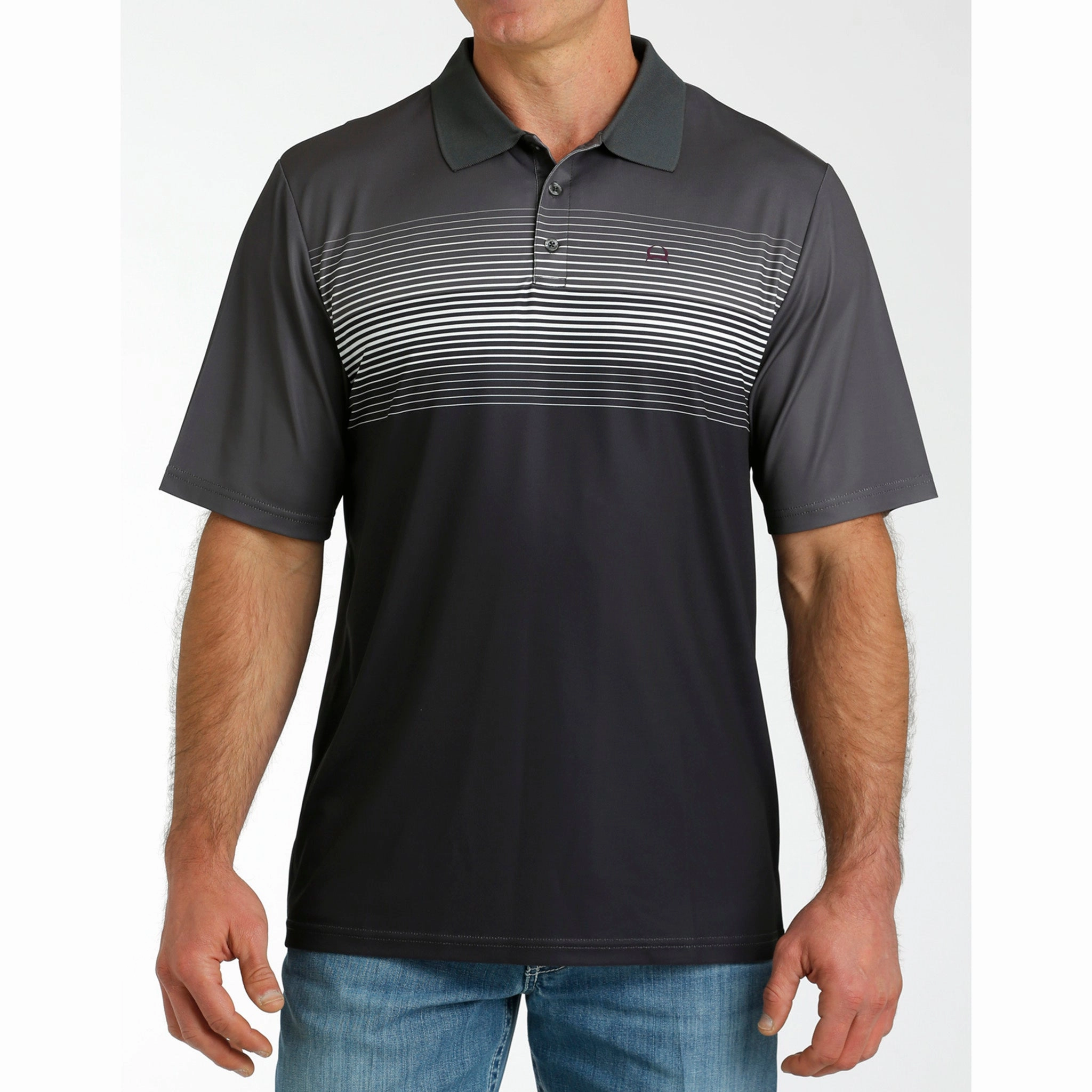 Perfect Layering First Date Cinch Men's Charcoal & White Arenaflex Polo