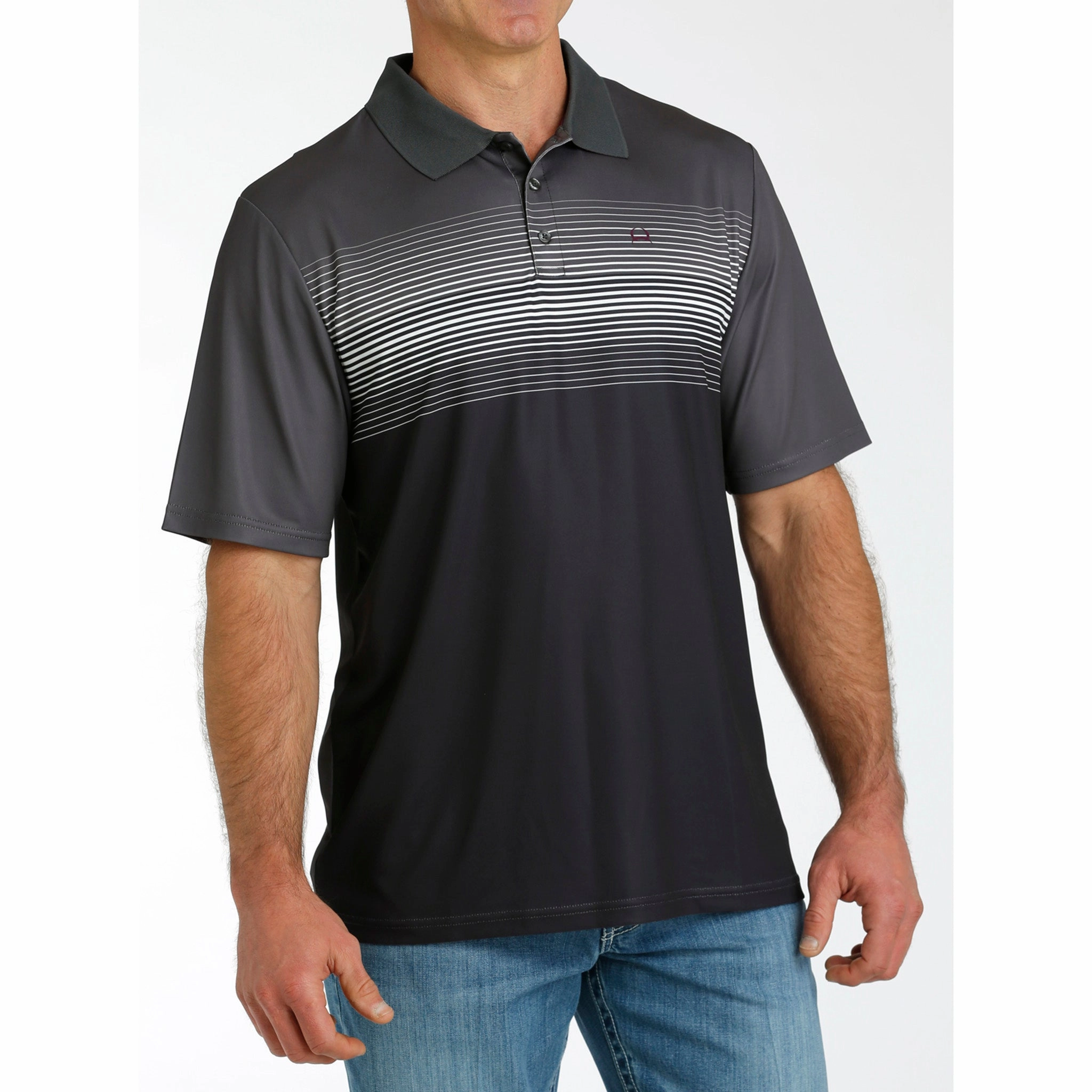 Cinch Men's Charcoal & White Arenaflex Polo Winter Collection Country Charm