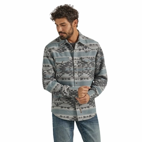 Wrangler Men's Blue & Grey Aztec Shirt Jacket Lightweight Fabric birthday party