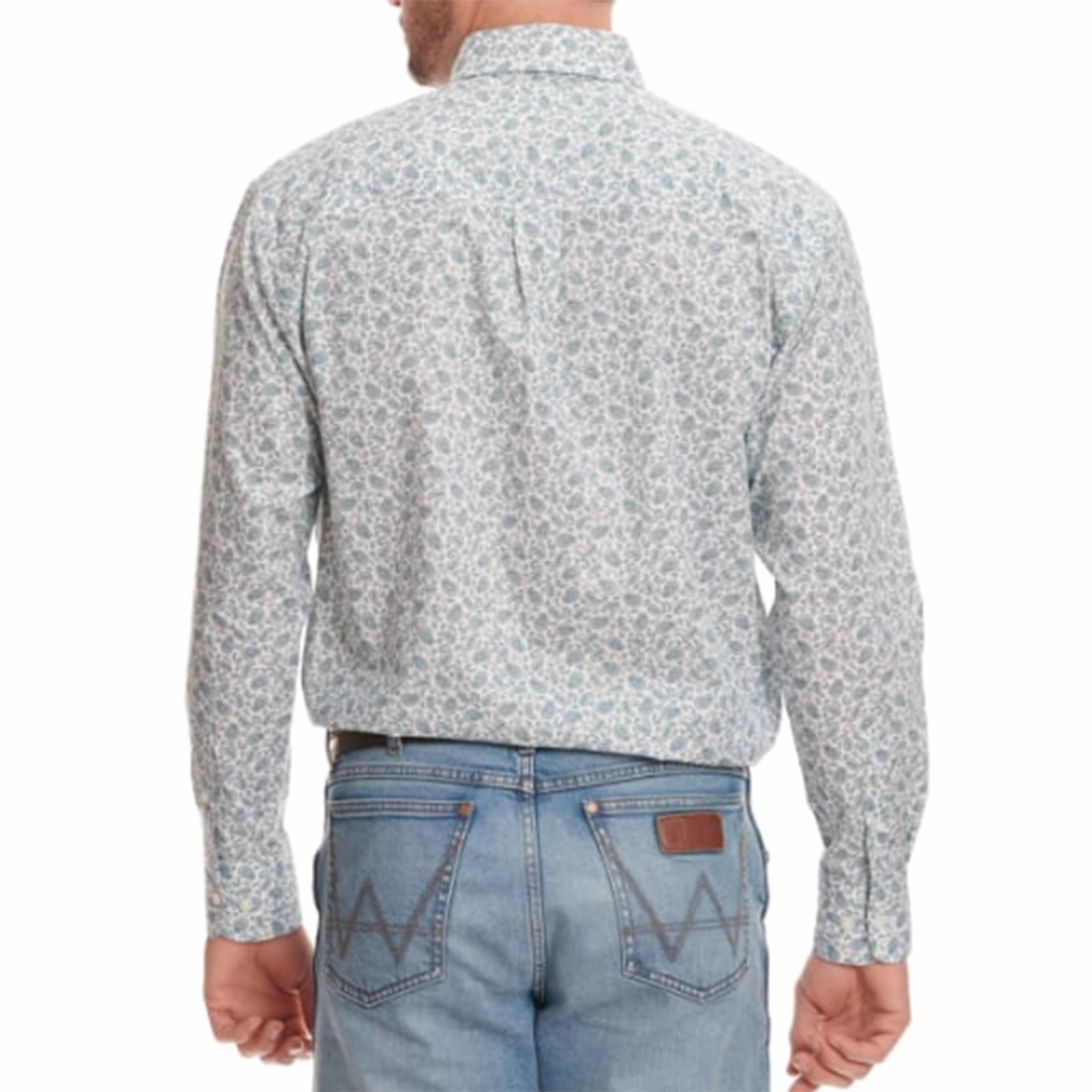 Wrangler Men's Turquoise Paisley Long Sleeve Active Lifestyle Classic Comfort