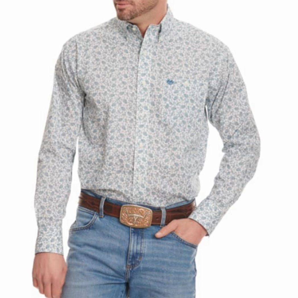 adult clothing Wrangler Men's Turquoise Paisley Long Sleeve