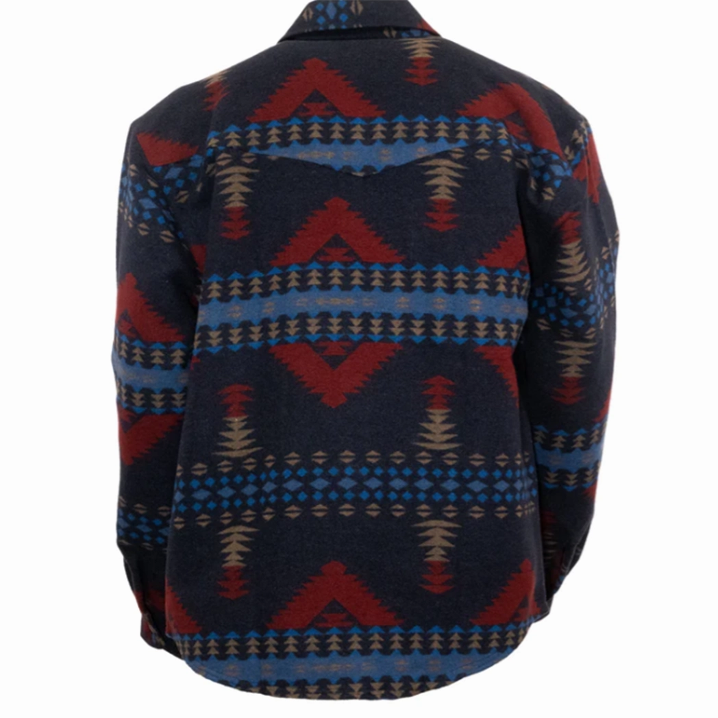 Many Pockets Anti Static Weave Outback Trading Men's Elliot Navy & Red Shacket