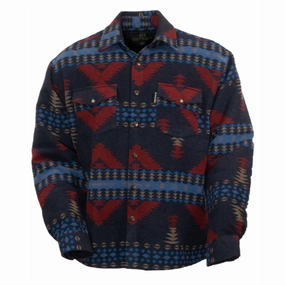 Outback Trading Men's Elliot Navy & Red Shacket Magnetic Fastenings