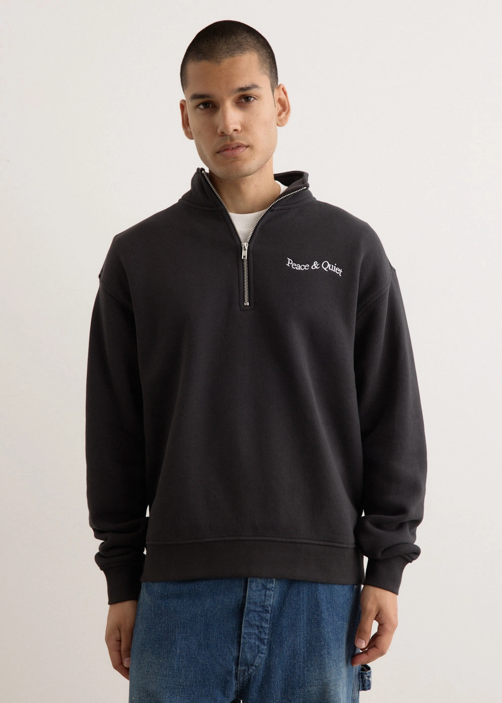 Wordmark Quarter Zip-Up Trendy Layering Comfy Style