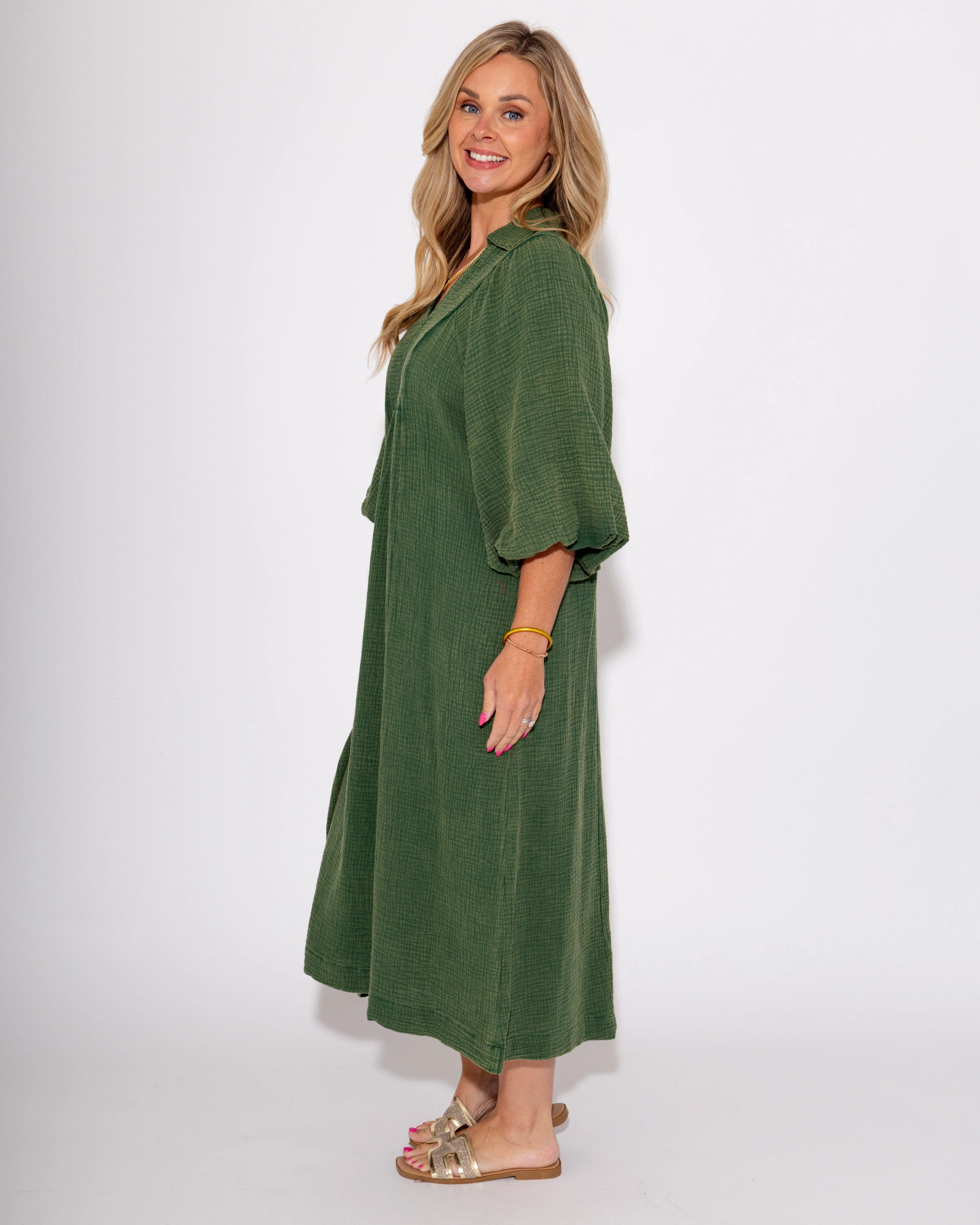 The Olive & Ease Midi Dress Daily Essential Stain-Guard-Finish