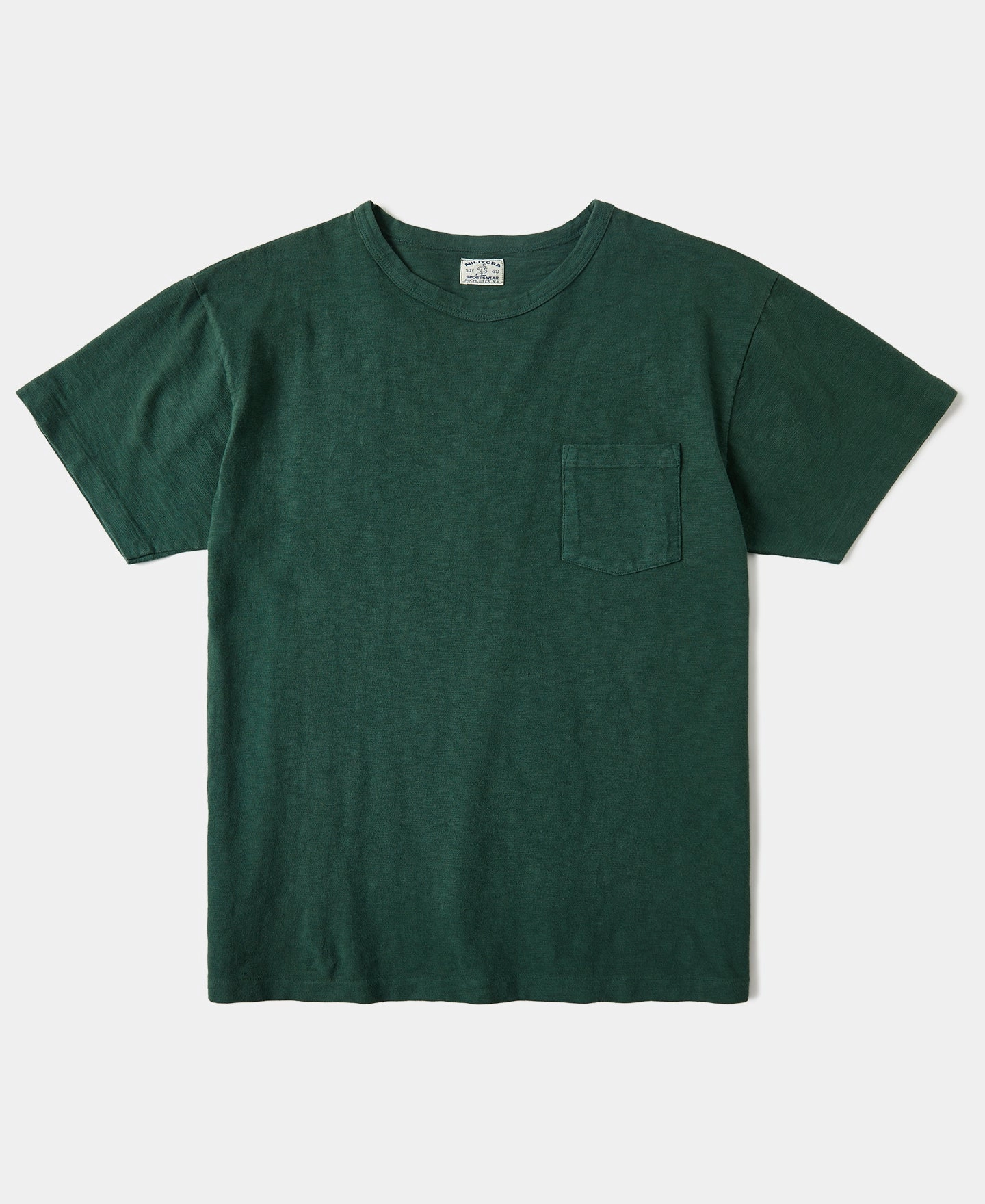 Lot 102 1940s Heavyweight Slub Pocket T-Shirt - Dark Green Biodegradable Options Smart Fashion