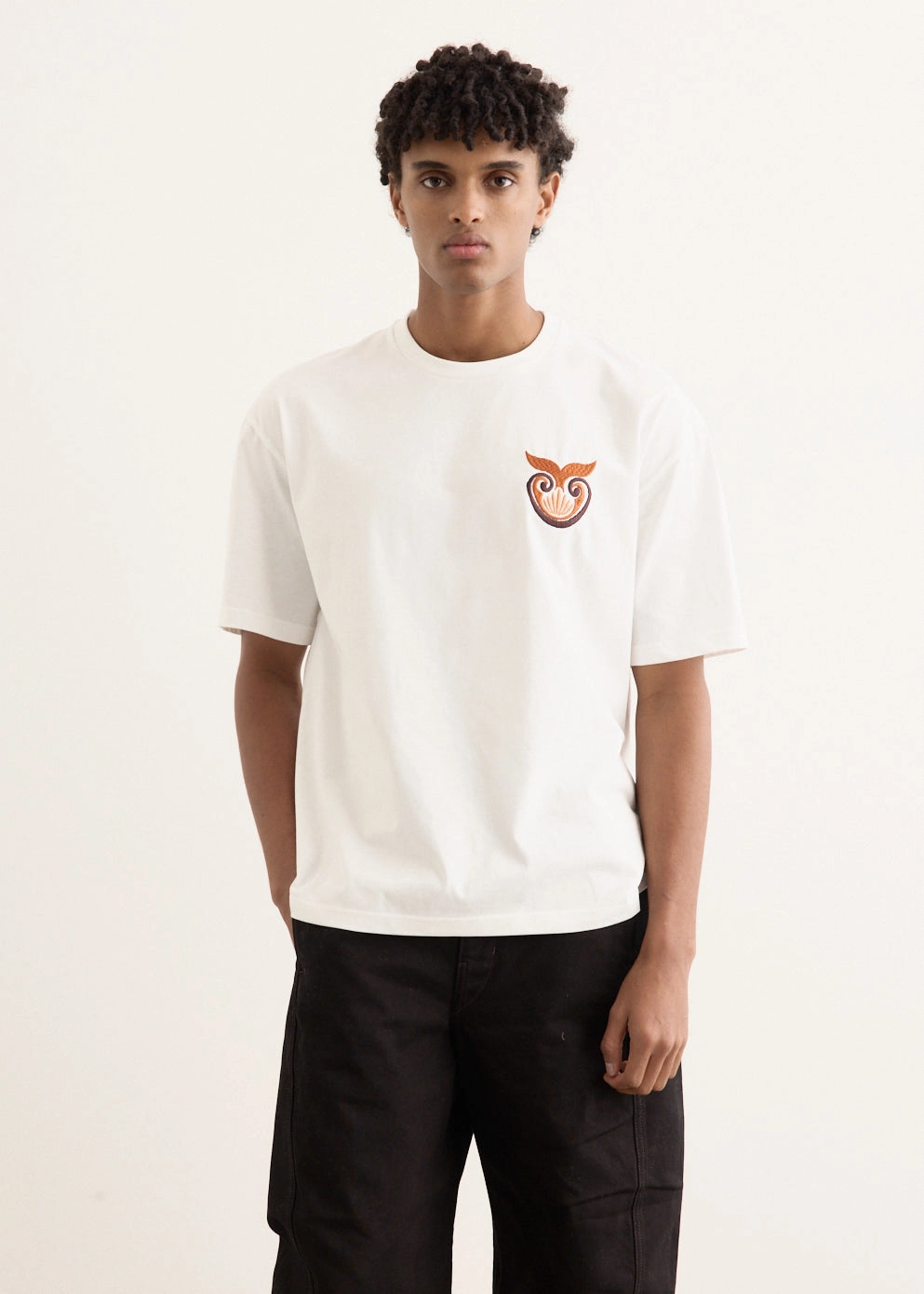 Shell Embroidered T-Shirt spandex blend casual outing