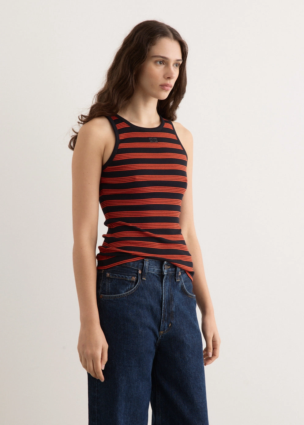sufficient relief Soft Cotton Rib Striped Tank Top
