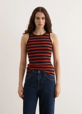 Flexible Zoning Soft Cotton Rib Striped Tank Top
