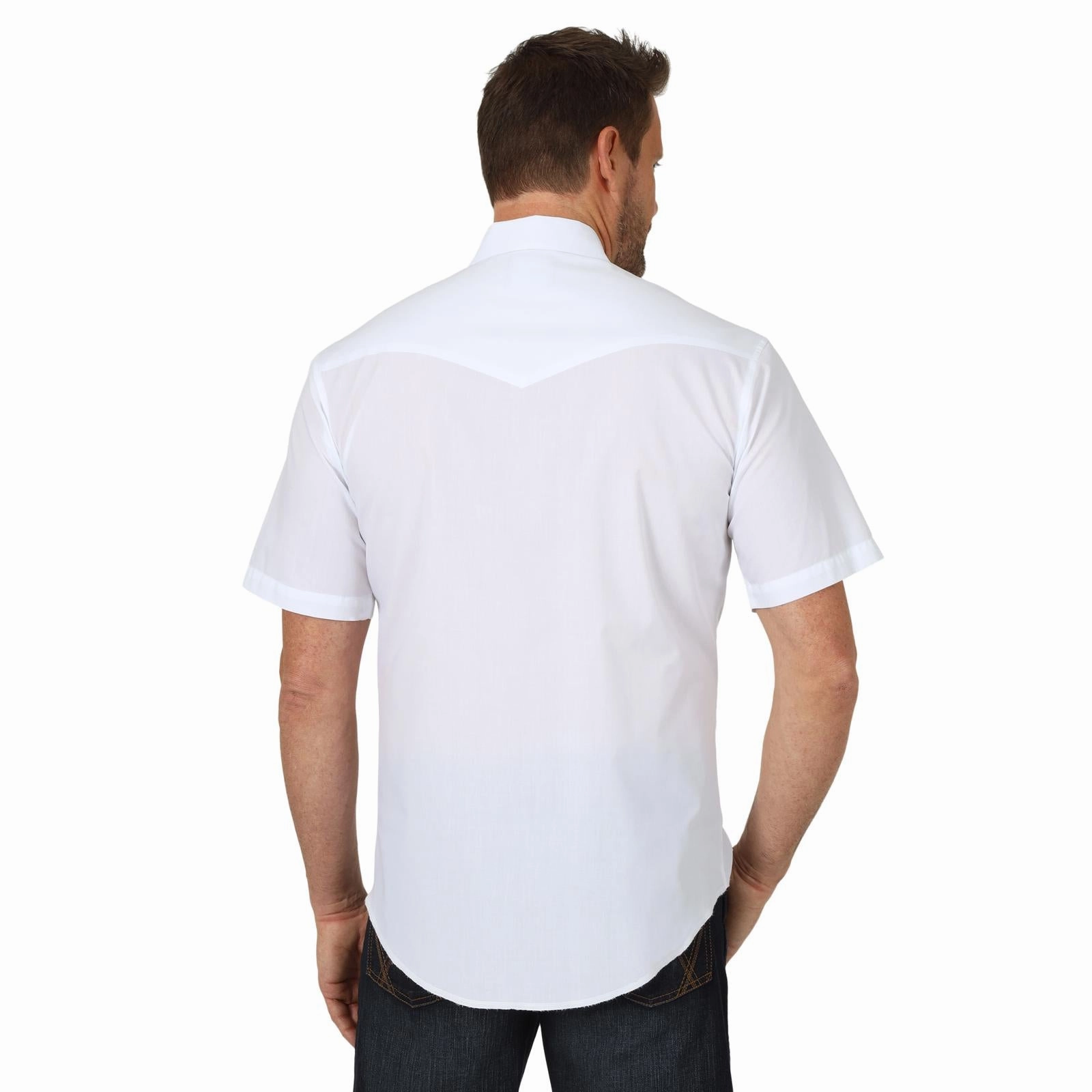 Wrangler Men's White Short Sleeve Pearl Snap BBQ Party