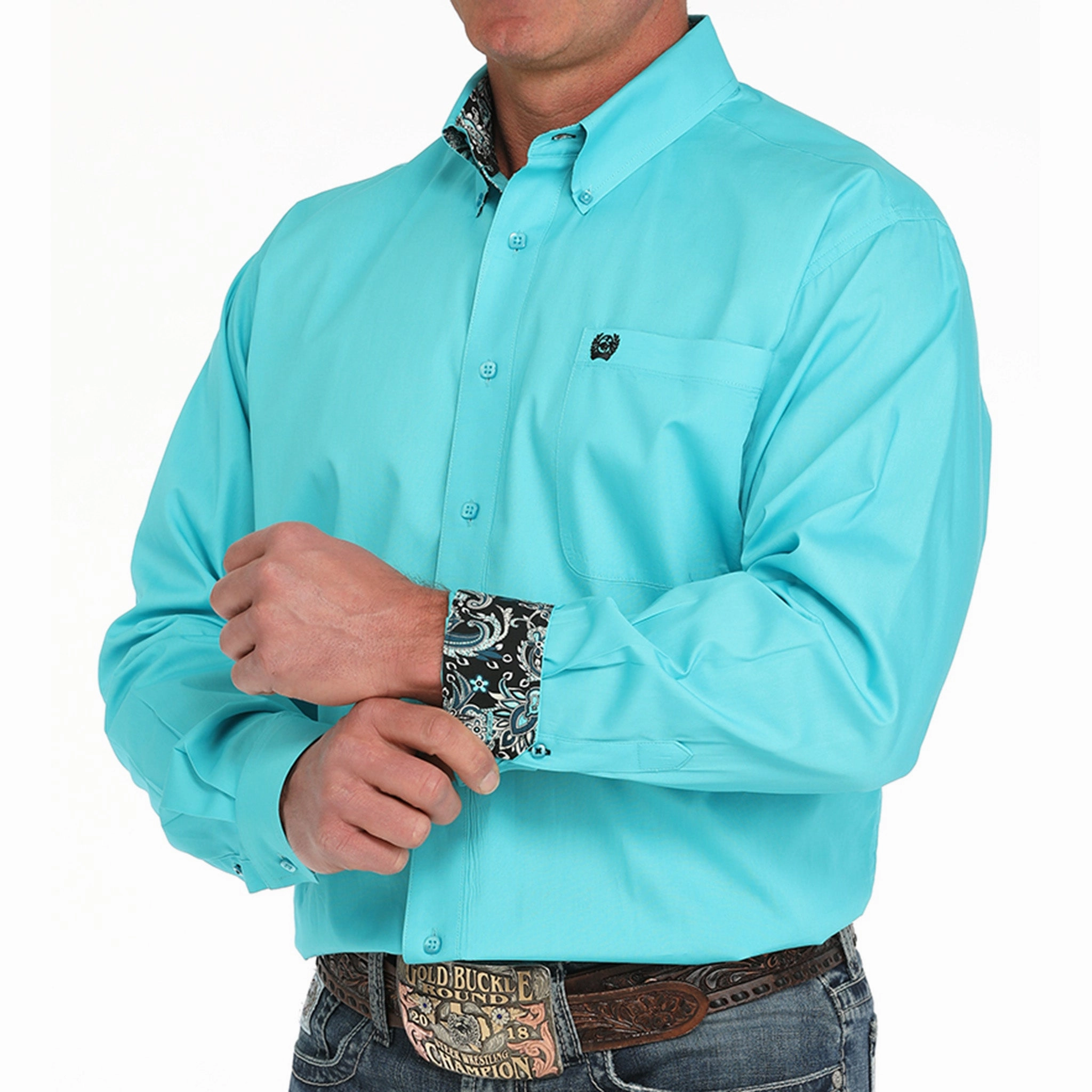 Gym Wear handmade touch Cinch Men's Turquoise Shirt