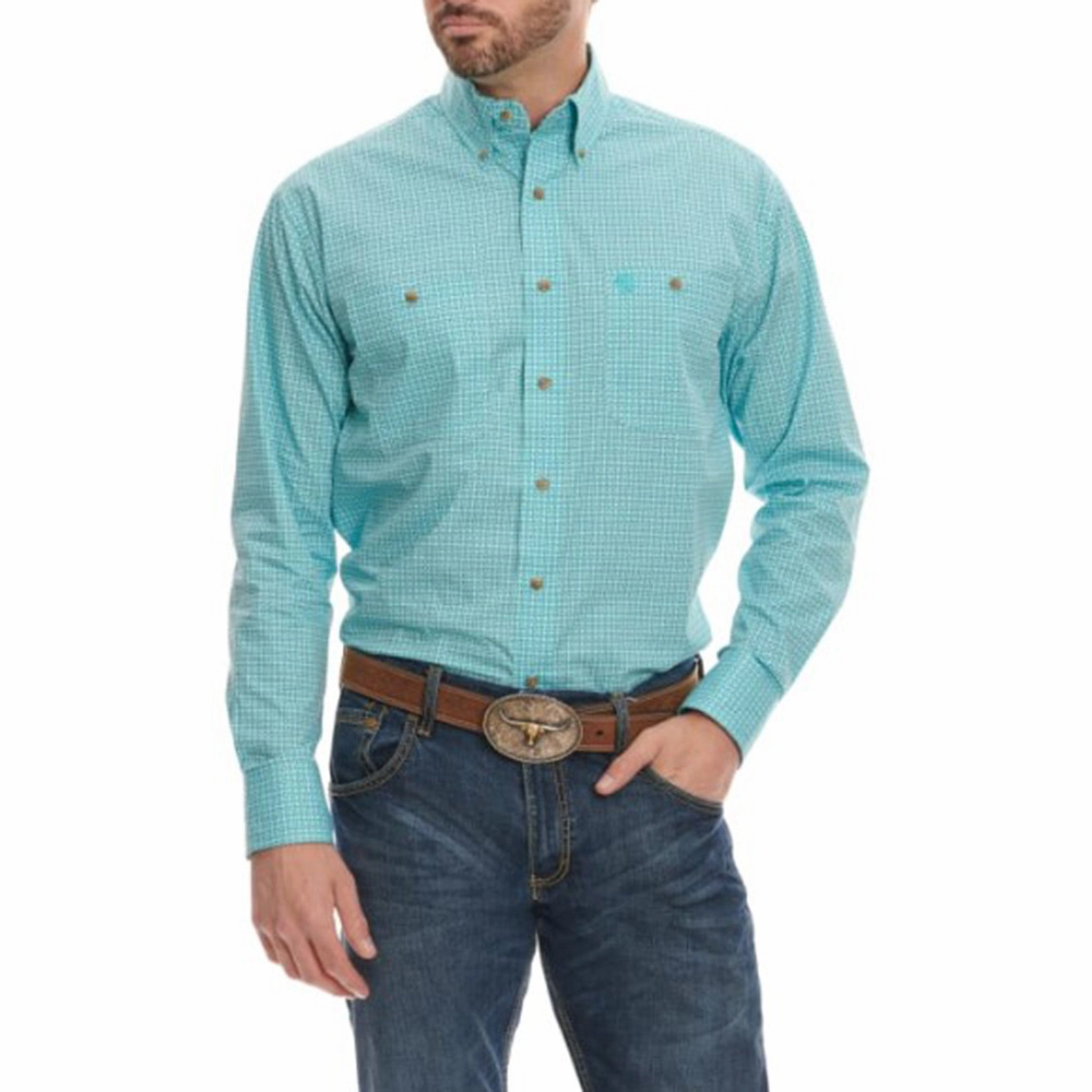 High-End Fabric Wrangler Men's George Strait Long Sleeve