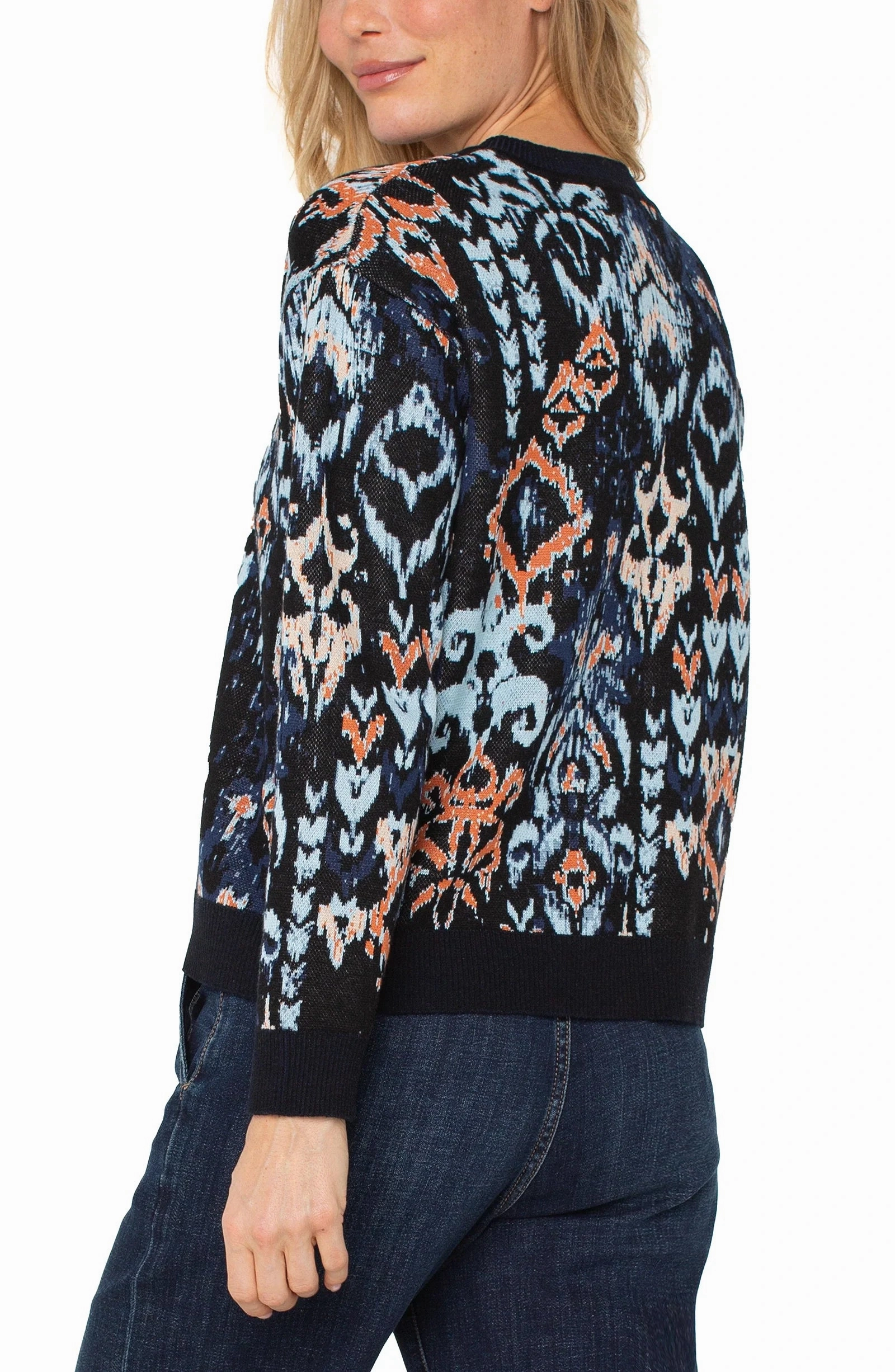 Liverpool Ikat Print Jacquard Sweater AntiStaticLining