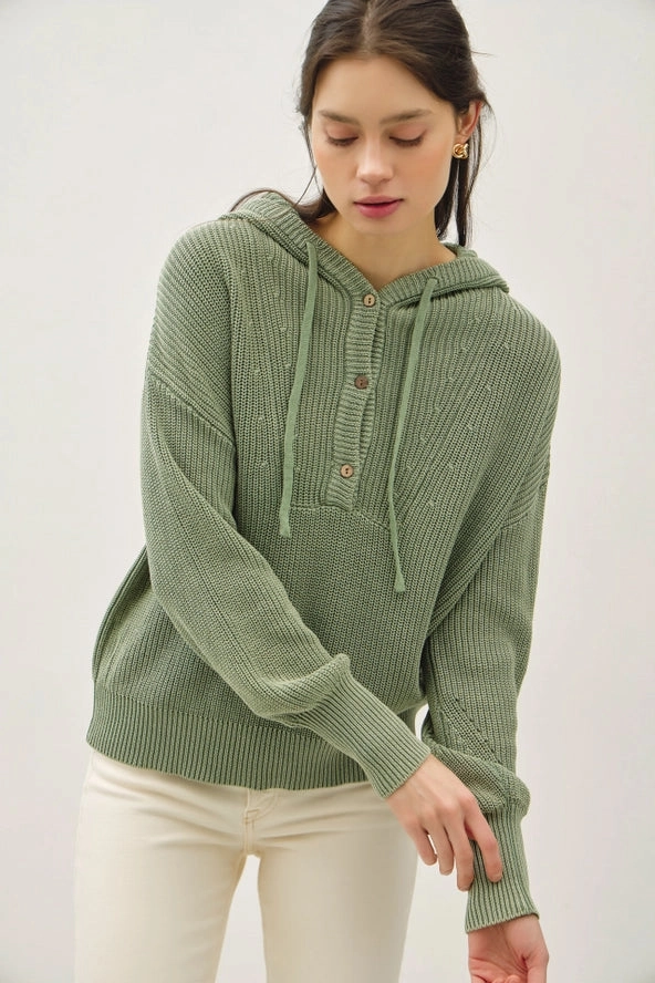 Quick Dry Performance Lightweight Knit Hooded Henley- 2 Colors