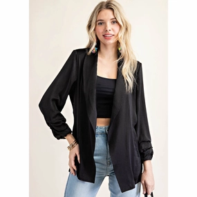 Outdoor Style Staple Solid Shine Open Blazer