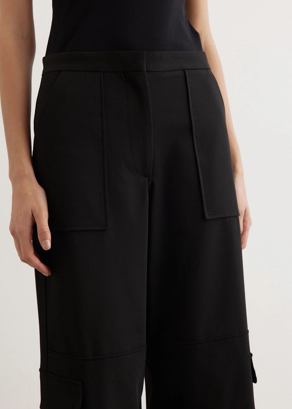 Solid Twill Suiting Cargo Pants Thermal Lining