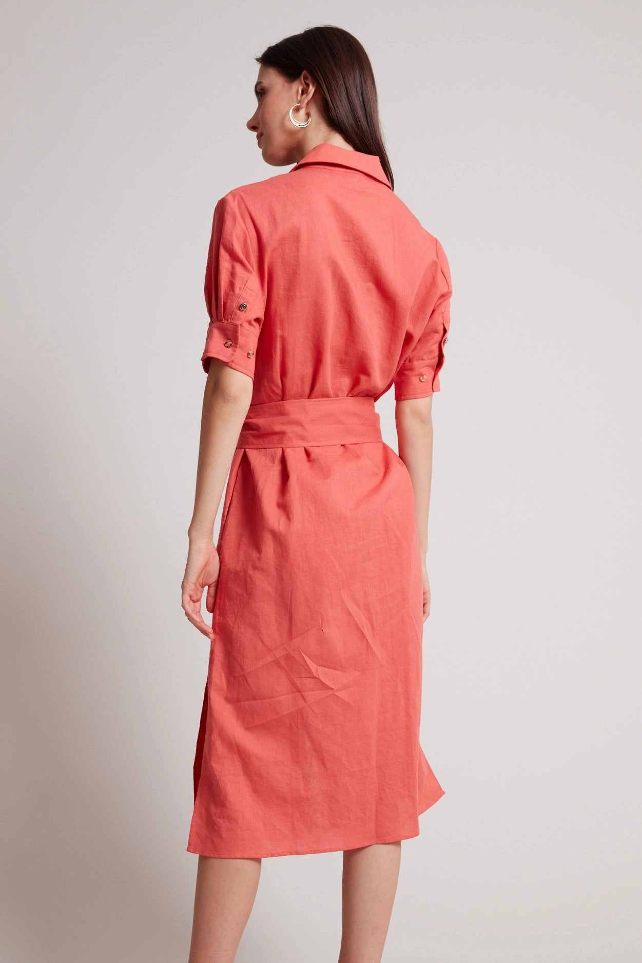 Curvy Glam Randi Long Buttoned Shirt Dress - Capucine