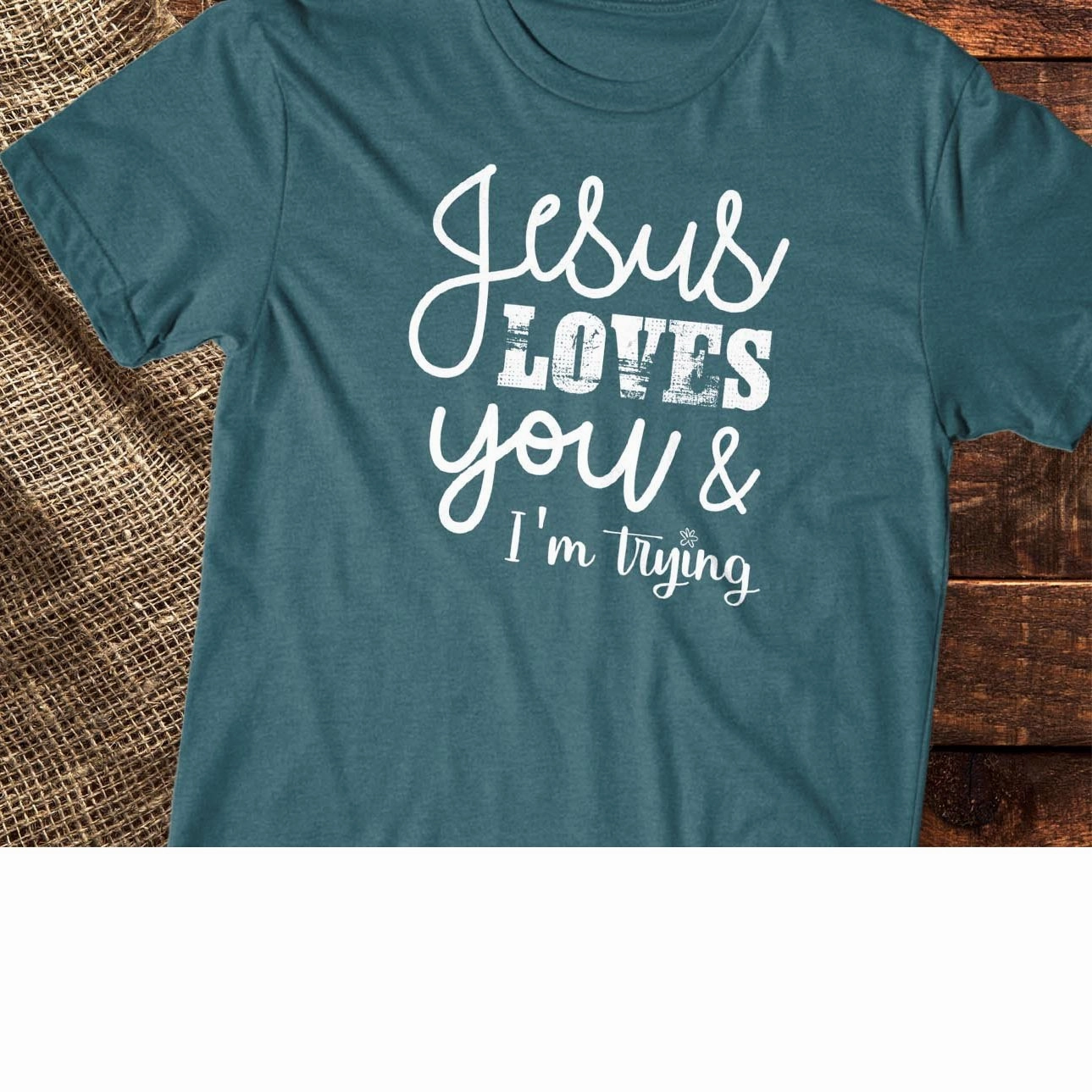 Hypoallergenic Textile DroppedShoulder Southern Belle Jesus Loves You Tee
