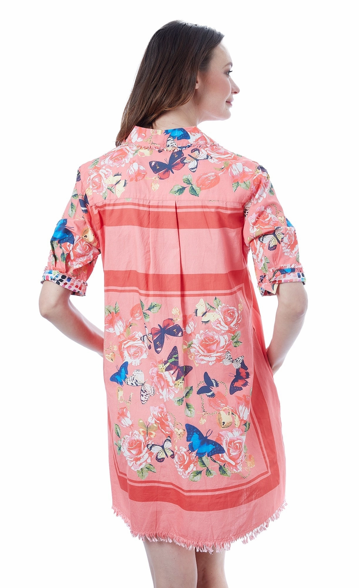 Chatham Dress - Pink With Butterflies Print Smart and Stylish