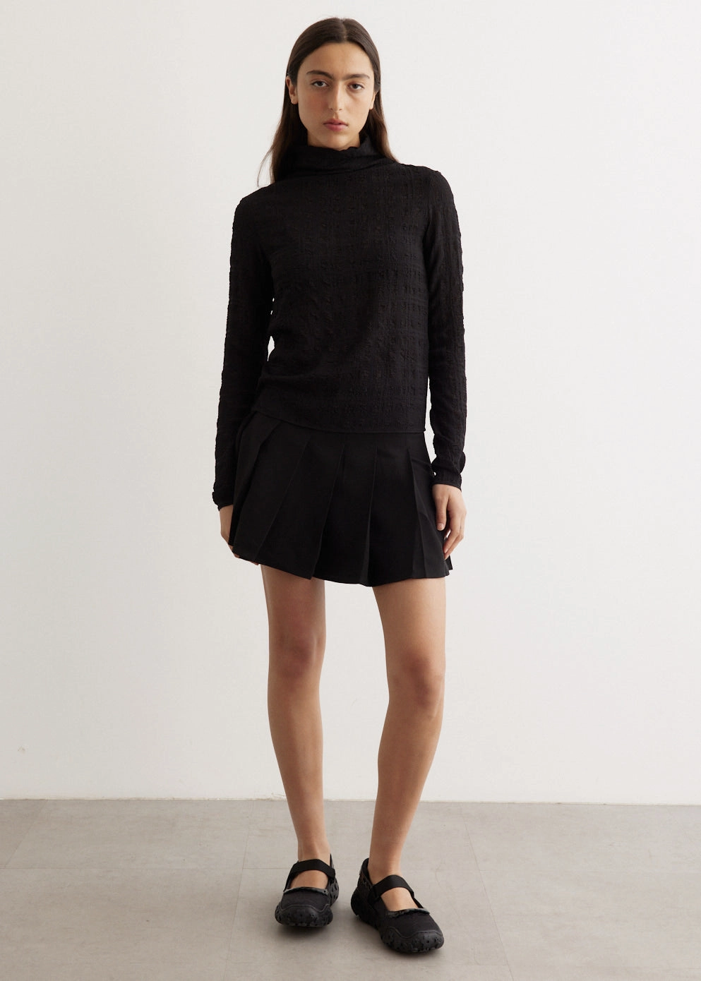 Light Twill Pleated Mini Skirt Simple Motion