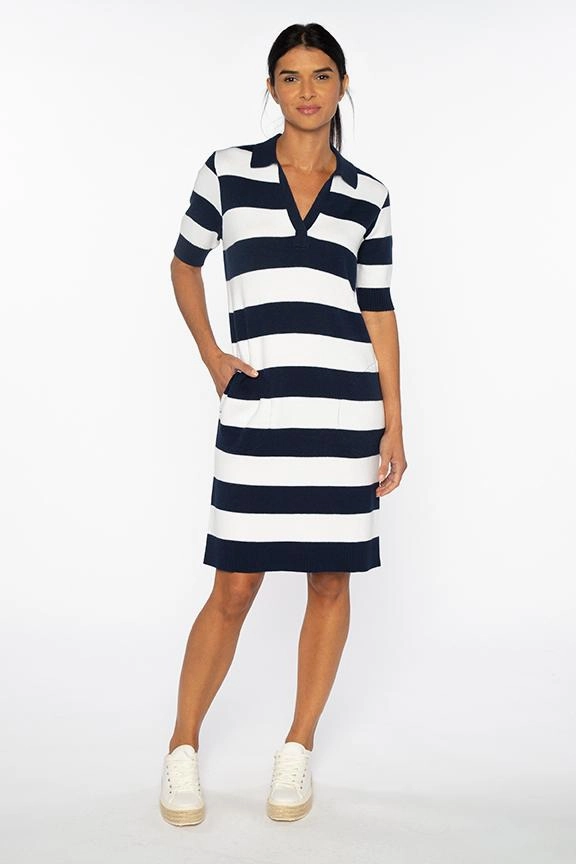 Polished Form Blue Sky Splitneck Polo Dress