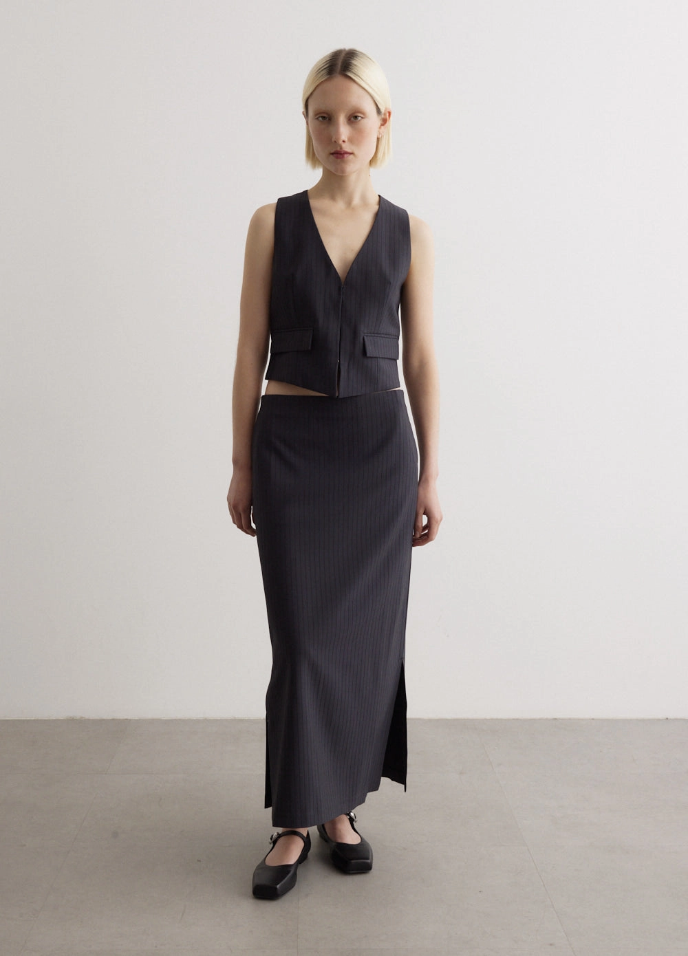 Angel Satin Pinstripe Skirt Casual Comfort