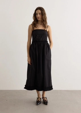 Shine Moment Cotton Poplin Strap Long Dress